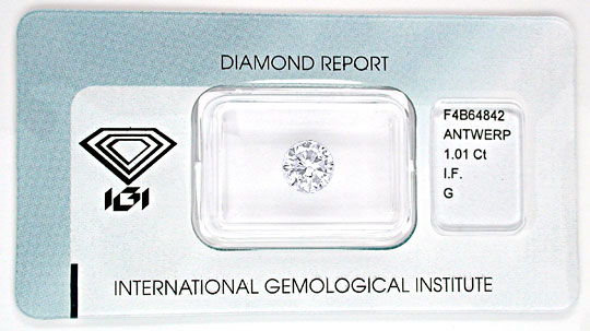 Foto 1 - Diamant IGI!!! 1,01ct Lupenrein Top Wesselton G Diamond, D5536