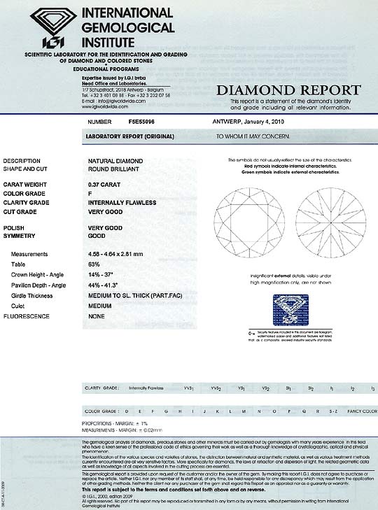 Foto 9 - Diamant 0,37 Carat Brillant IGI Lupenrein Top Wesselton, D6276